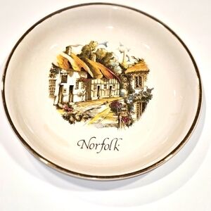 VINTAGE small saucer w pic of Norfolk homes in England